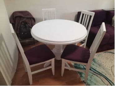 trpezarijski sto 80x80: Ovi okrugli fi 80 fi 90 fi 100,fiksni 150e beli,150e u braon natur — 5