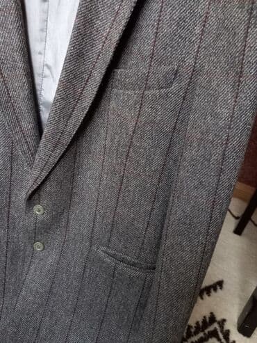 stradivarius sivi kaput: Suit jacket, 2XL (EU 56), color - Grey, Wool — 4