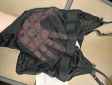 gucci duks: Crni mrežasti bodi sa monogram uzorkom. - Materijal: prozirna — 5