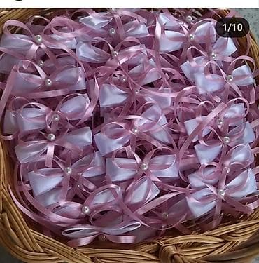 Svadbena oprema: Ukrasne mašne i korpice za svečanosti - Ručno rađene satenske mašne — 4