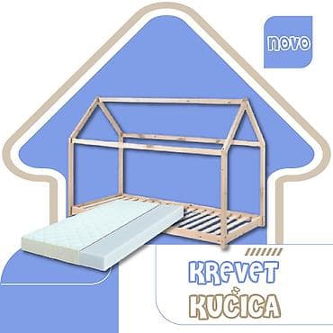 krevet kućica: Krevet Kućica 190x90 cm – beli + dušek 14 cm Opis: - Dečiji krevet — 3