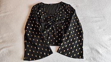 pull and bear patike: Elegantna bluza sa zlatnim tačkama - Brend: SHEIN - Model: crna bluza — 3