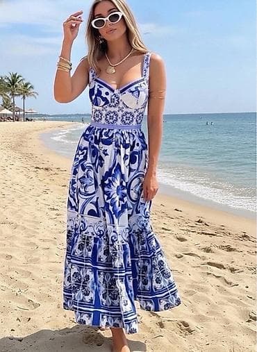 letnje haljine 2020: Letnja maxi haljina sa plavobelim mediteranskim printom
2900 din
S M L — 1