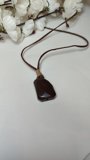 pozlaceni nakit: Ručni privezak/ogrlica sa tamno-braon kamenim privjeskom - Privezak — 1