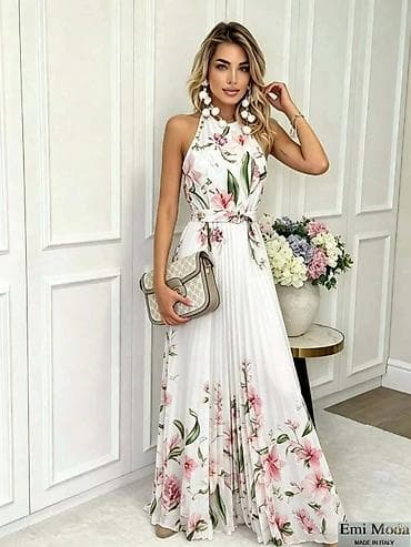 Haljine: Ženska duga plisirana haljina sa floralnim printom - Kroj: duga maxi — 3