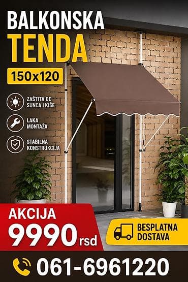 kombinezon za kisu: Balkonska tenda 150 x 120 cm - Štiti od sunca i kiše - Laka montaža - — 1