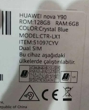 polovne telefone: Huawei nova Y90 – Crystal Blue Ključne karakteristike: - Memorija — 4