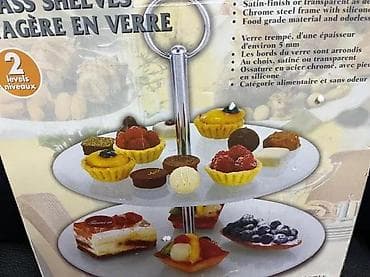 case za vino: Staklena etažera – 2 nivoa - Dvospratna etažera od kaljenog stakla — 2