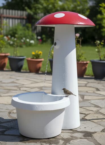 viseca lezaljka sa postoljem: Česma Mala Pečurka Bela - Novi Model 💧🍄 Uživajte u mali česmi pečurka — 1