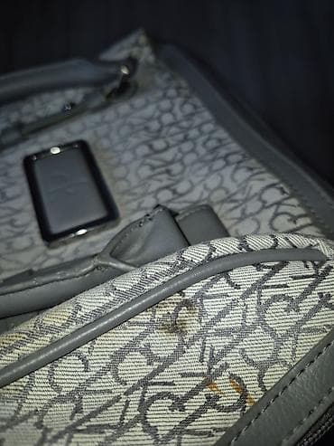braon torbe ženske: Torba Calvin Klein – monogram platnena torba sa ručkama - Model: CK — 7
