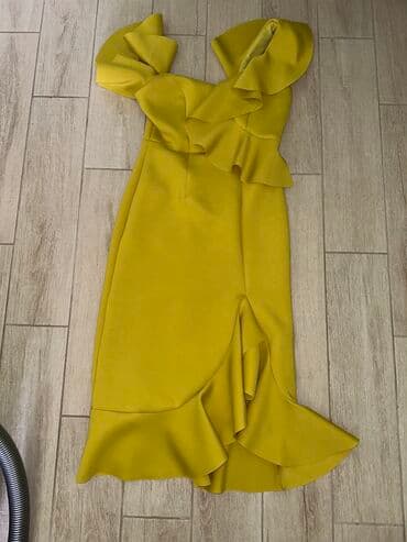 legend zenske haljine: L, bоја - Žuta, Koktel, klub, Kratkih rukava — 1