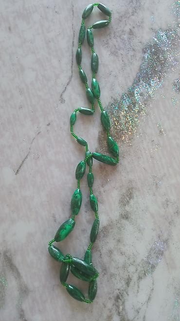 privezak slovo m: Pravi malahit vintage velika ogrlica perle do 3 cm — 3