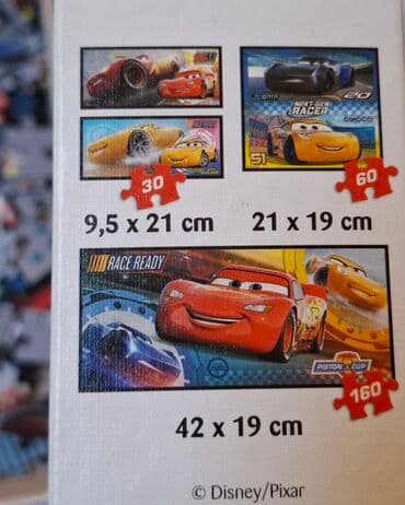moj drugaric igracka: Cars pixar 3 u 1 original trefl puzle korišćene kao novo osim kutije — 3