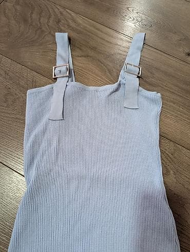 pantalone sa prslukom: Rebrasti ženski bodi Dilvin Knit – svetloplave boje - Brend: Dilvin — 2