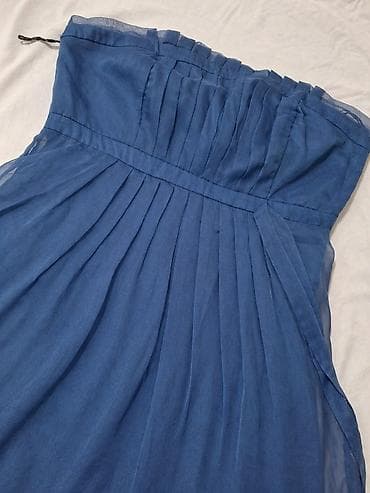 riselje haljine: Elegantna koktel/večernja haljina bez bretela – tamnoplava - Kroj — 2