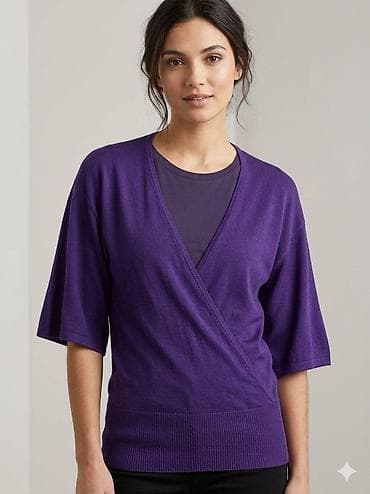 Ženska bluza na preklop, ljubičaste boje. - Kroj: V-izrez sa