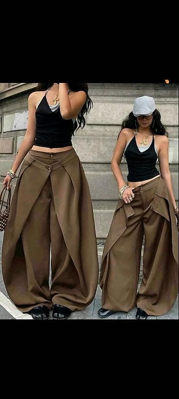 Fa, Ženske široke pantalone sa preklopom – avangardni kroj - Model