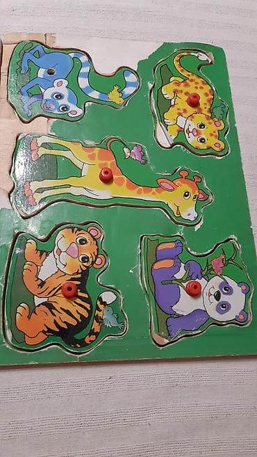 dex rock ranac komplet: Drvene edukativne slagalice – umetanke sa životinjama - Set od 2 — 2