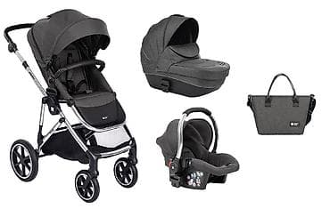 Kolica za bebe: KIKKA BOO Kolica THEA dark grey – set 3u1 sa tvrdom korpom i — 1