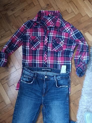 bordo kosulja kombinacije: Košulja na kockice – crveno/teget sa belim i svetloplavim linijama. - — 2