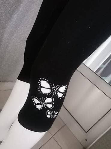 helanke nike pro: Ženske crne 3/4 helanke sa dekorativnim leptirima - Dužina do ispod — 2