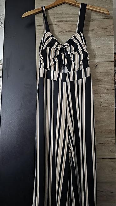 providne sandale: Ženski kombinezon na pruge - Model: široke nogavice, dužina do članka — 3