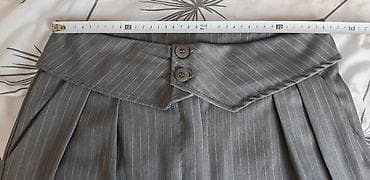 kupi lil solid me: Ženske široke pantalone sa prugama i preklopnim pojasom - Boja — 4