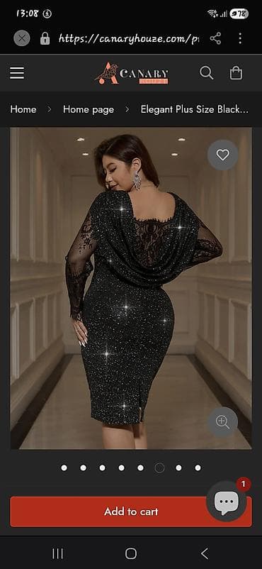 helanke l: Elegantna crna večernja haljina za punije dame - Kroj: uska, midi — 2