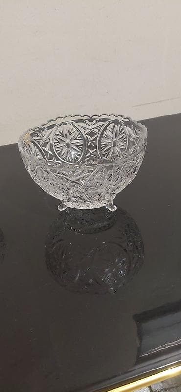 porcelansko posuđe: Set ukrasnih staklenih zdela/posuda na nožicama - Materijal: providno — 1
