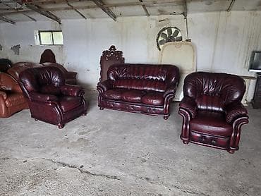 krevet trosed: Kožni garnitura – bordo - Sastav: trosed sa tri jastuka za sedenje + — 9