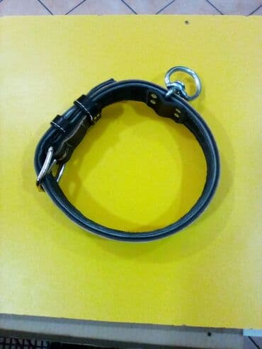 masinice za pse: Kožna ogrlica za pse – široki model - Materijal: crna prirodna koža — 2