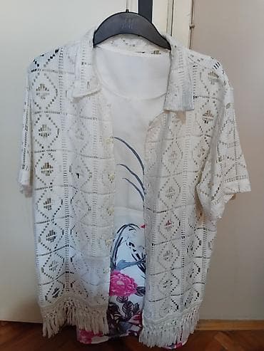 set za negu bebe: Ženska letnja kombinacija – bluza bez rukava + heklani kardigan - — 8