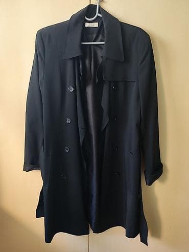 debeli bade mantili: Pimkie crni ženski trenč mantil - Klasičan crni trenč sa duplim — 1