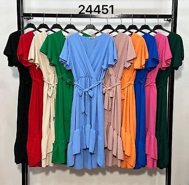 Lepota i nega: Ženska midi haljina s preklopom i volanima Univerzalna veličina - — 2