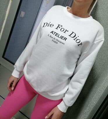 Dior, M, Jednobojni, Sa ilustracijom, bоја - Bela