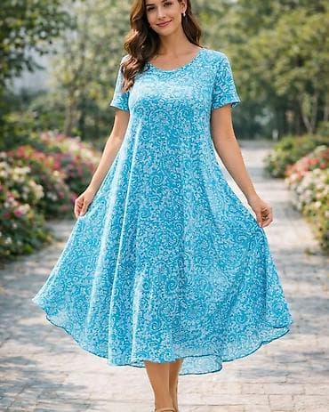 mona pančevo: Ženska letnja haljina A‑kroja sa kratkim rukavima i bogatim talasastim — 2