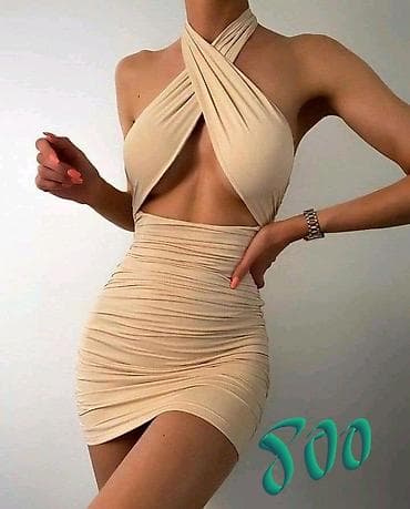 Haljina nabrana sa strane,oko vrata gola ledja sa elastinom