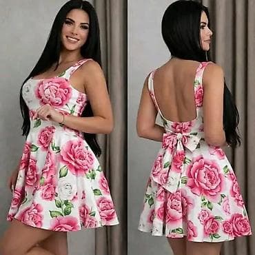 coach patike: Letnja mini haljina na tregere sa romantičnim printom - Kroj: skater/ — 5