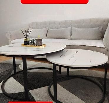 Kreveti: Set od dva kružna klub stola – moderan dizajn sa efektom belog — 3