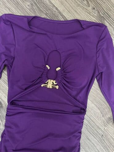 srebrna haljina kakve cipele: S (EU 36), color - Purple, Evening, Long sleeves — 2