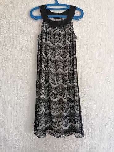 vunene haljine za punije: Elegantna haljina, sa crnom cipkom i belom postavom — 4