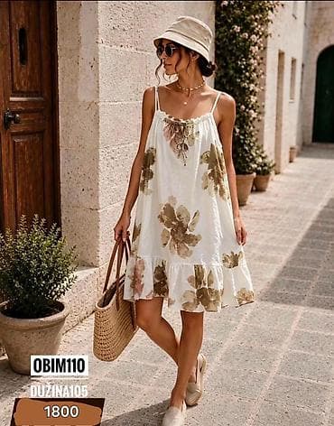 блонди хаљине: Letnja haljina na bretele sa floralnim printom. - Kroj: lepršava — 1
