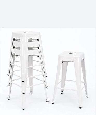 metalni cipelar: Barske stolice – industrijski stil, metal, bela boja - Materijal — 2