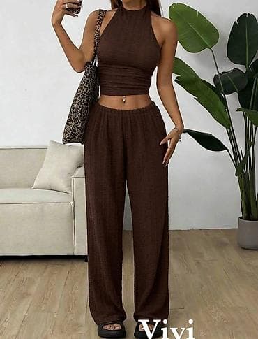 Ženski komplet - Teksturirana, talasasta tkanina prijatna na koži