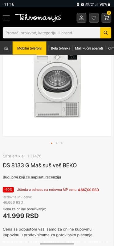 aparat za susenje voca tehnomanija: Beko Susilica 8 KG ispravna,isprobana,bez gresaka za vise info — 7