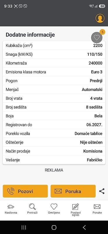 prednje vile za apn 4: Mercedes-Benz Sprinter, putnički kombi 8+1 - Godište: 2006 - Motor — 4