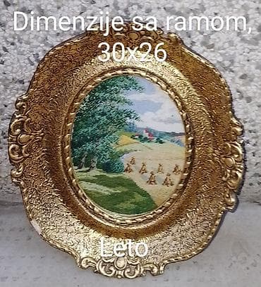 kupujem domaca jaja: Set od 3 ukrasna zidna taba sa goblenima – “Proleće”, “Leto”, “Jesen” — 2