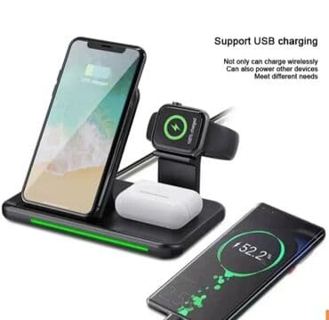 Bežični punjač 4u1  Neklizajuća mat površina na dnu pruža stabilnost i