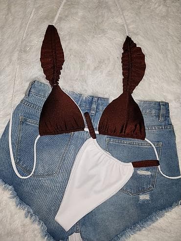 Lepota i nega: Ženski dvodelni kupaći kostim – roze/belo - Gornji deo: trouglasti — 10