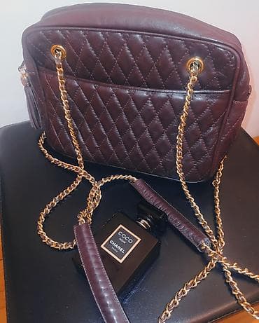 diamond: Kožna torba preko ramena, bordo boje, prošivenog “diamond” dezena. - — 3